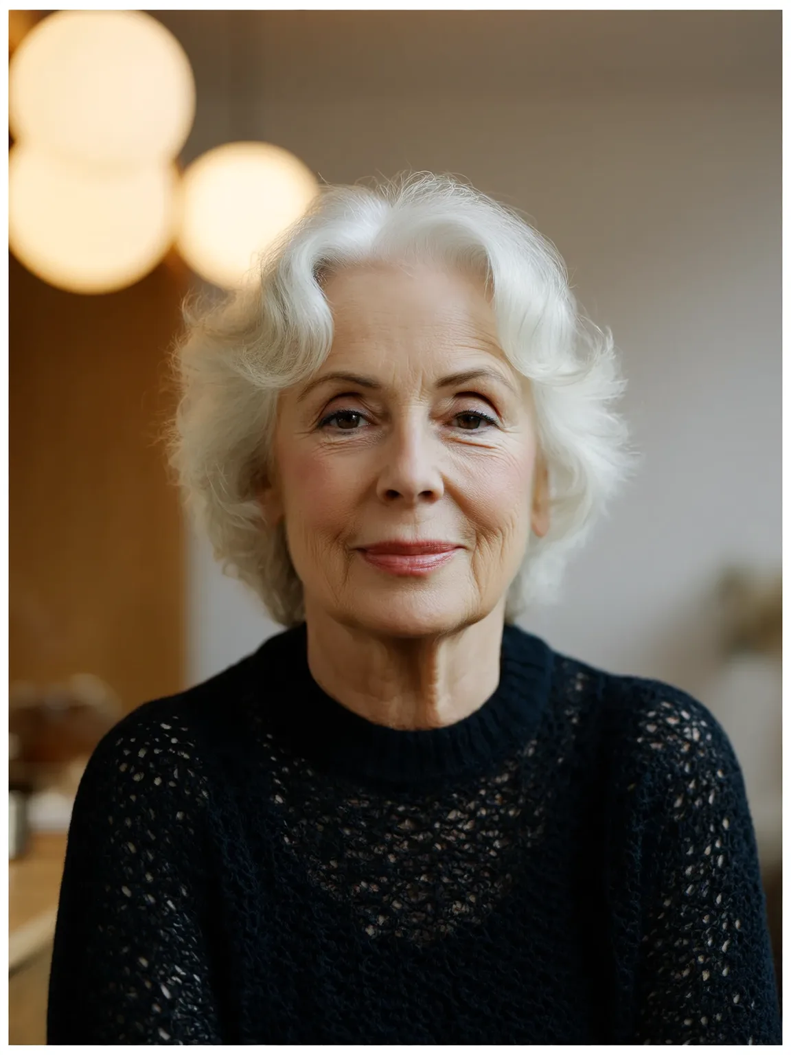 Chin-Length Voluminous Soft Waves in Silver Frost